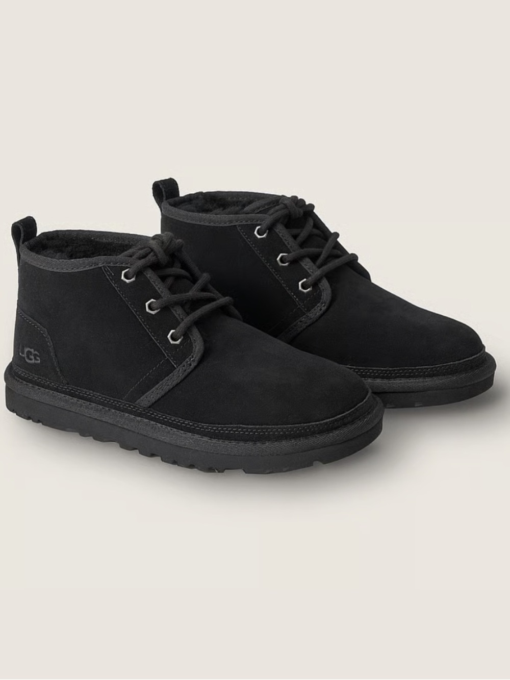 UGG Neumel chukka boots lace-up design and plush lining black suede W 6
